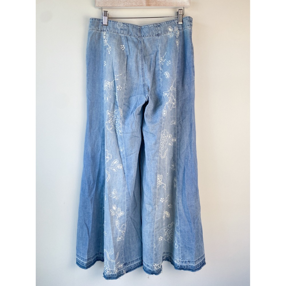 Free People We The Free Luna Extreme Flare Pants 27‎ Blue Patchwork Denim Hippie - Picture 7 of 14